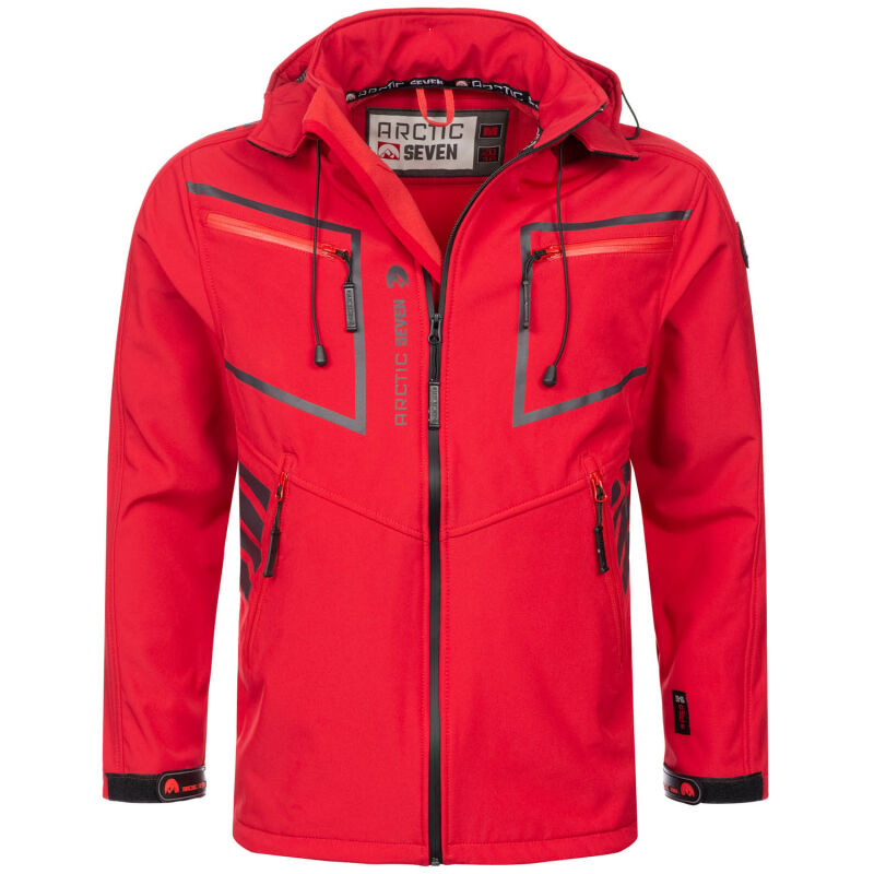 Arctic Seven Herren Softshell Jacke Funktionsjacke O-088 - Rot-Gr.5XL