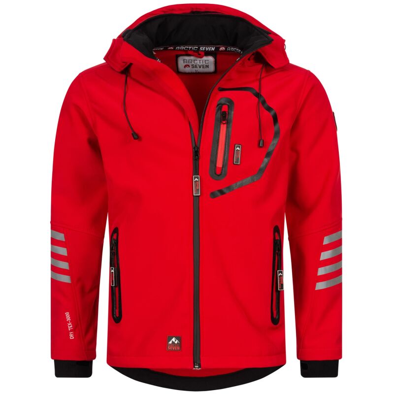 Arctic Seven Herren Softshell Jacke O-301 - Rot-Schwarz-Gr.L