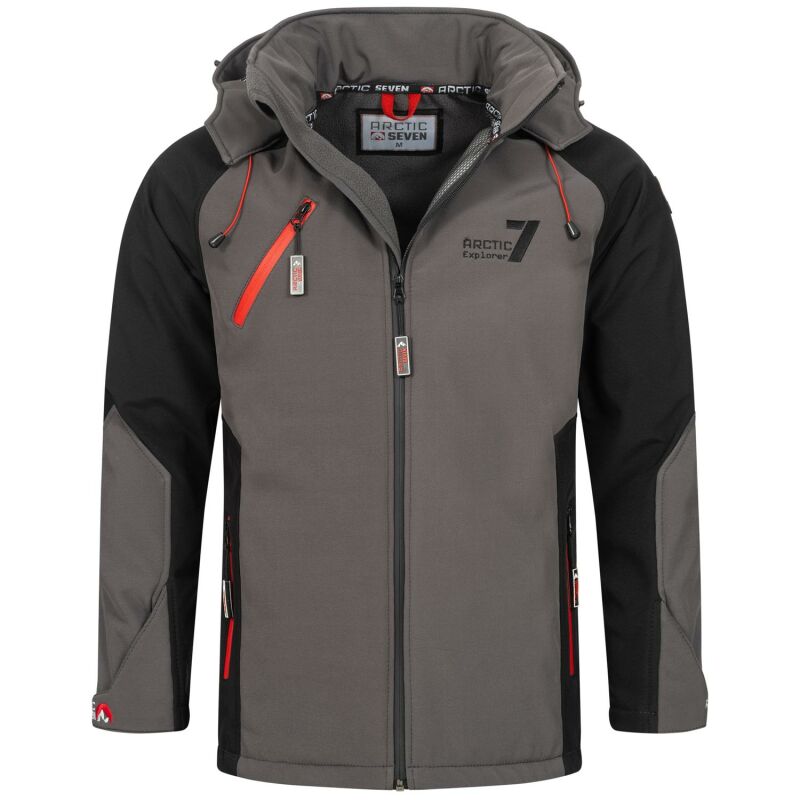 Arctic Seven Herren Softshell Jacke O-300 - DGrau-Schwarz-Gr.M