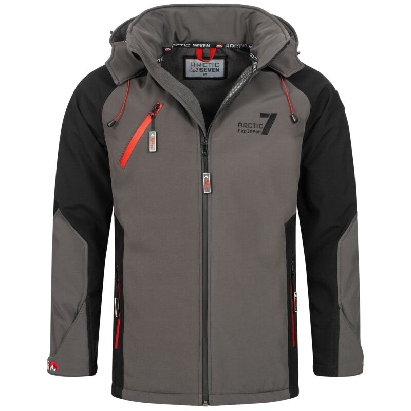 Arctic Seven Herren Softshell Jacke O-301 - Grau-Orange-Gr.L - Golden,  59,90 €