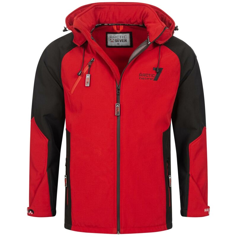 Arctic Seven Herren Softshell Jacke O-300 - Rot-Schwarz-Gr.S