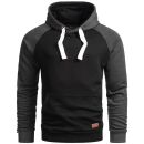 Alessandro Salvarini Herren Kapuzenpullover O-297 - Schwarz-Dunkelgrau-Gr.S