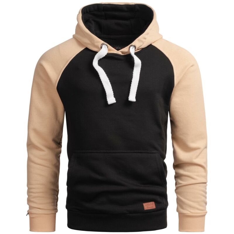 Alessandro Salvarini Herren Kapuzenpullover O-297 - Schwarz-Beige-Gr.S