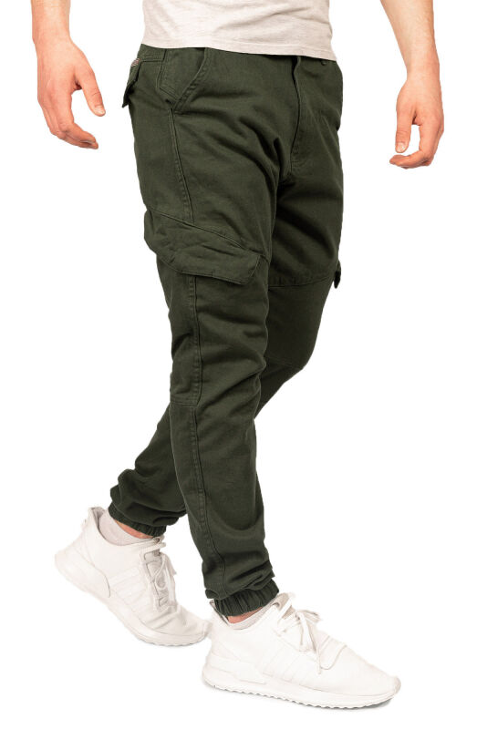 Alessandro Salvarini Herren Cargohose Strech O-274 - Olive-W29-L30