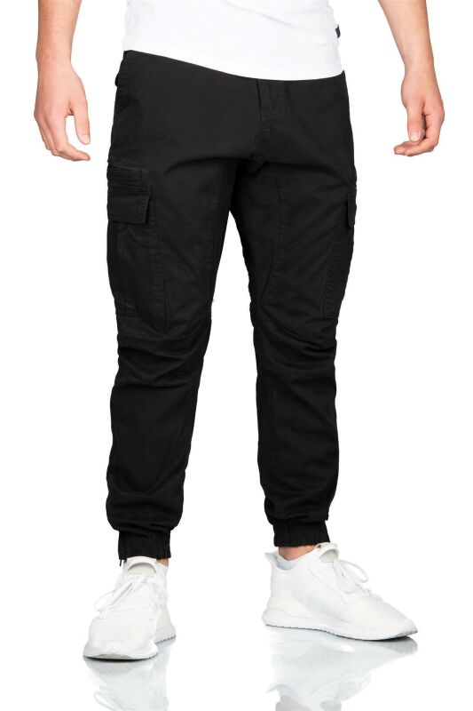 Alessandro Salvarini Herren Cargo Hose O-272 - Schwarz-W33-L32