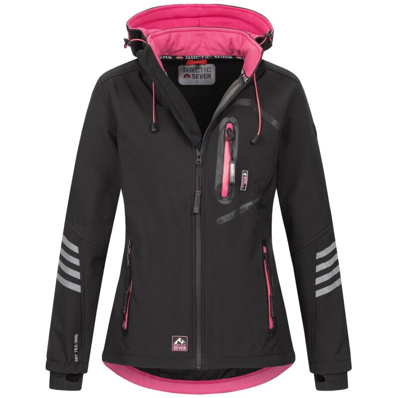 Arctic Seven Damen Softshell Outdoor O-186 - Schwarz-Pink-Gr.XS