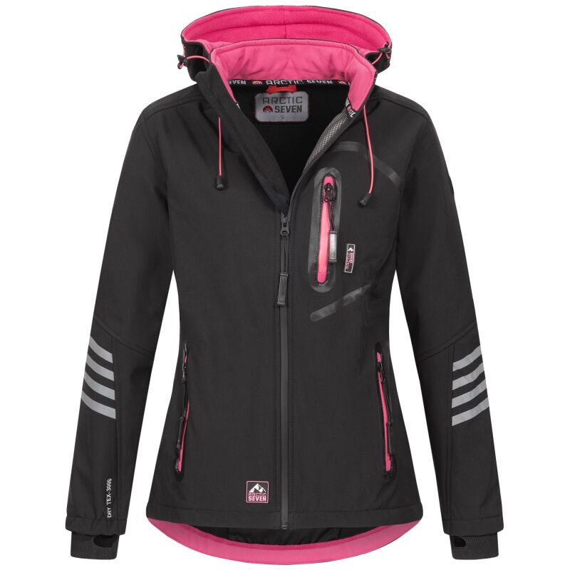 Arctic Seven Damen Softshell Outdoor O-186 - Schwarz-Pink-Gr.XL