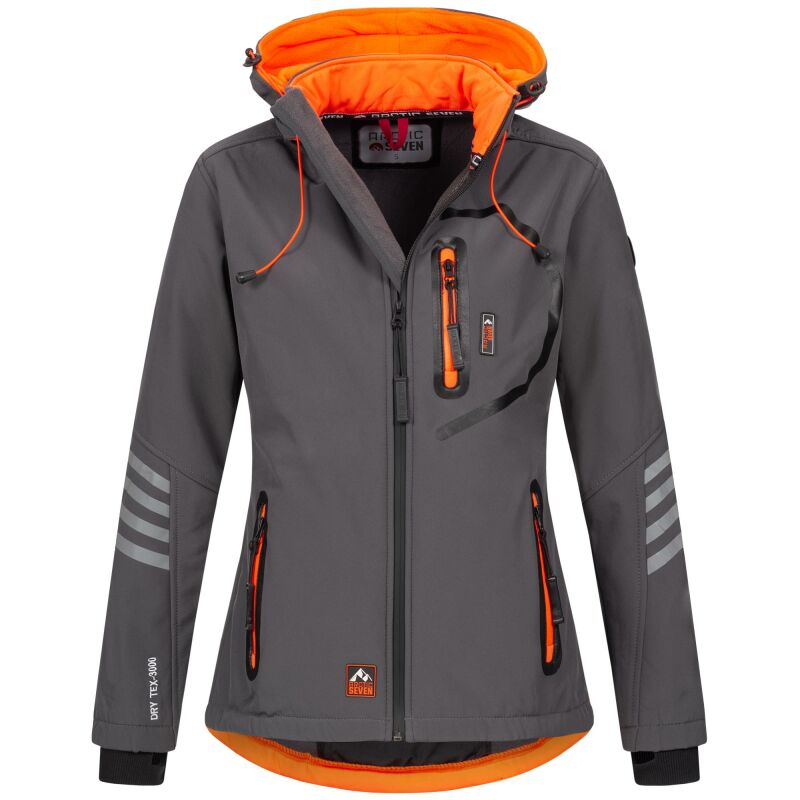 Arctic Seven Damen Softshell Outdoor O-186 - Grau-Orange-Gr.4XL