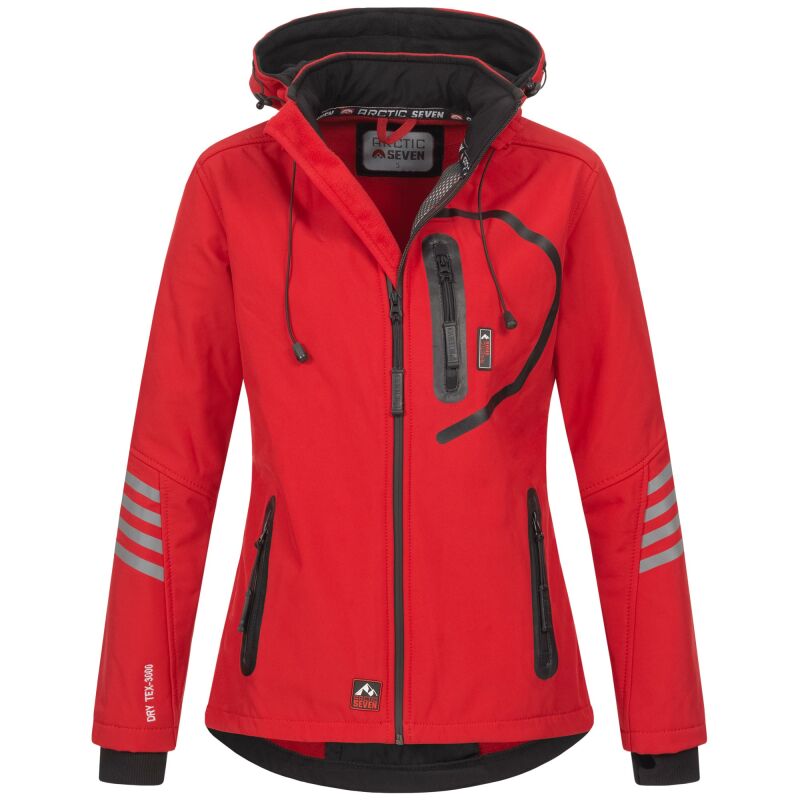 Arctic Seven Damen Softshell Outdoor O-186 - Rot-Schwarz-Gr.L