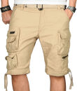 Alessandro Salvarini Herren Cargoshorts mit Gürtel O-079 - Beige-W29