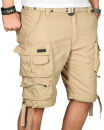 Alessandro Salvarini Herren Cargoshorts mit Gürtel O-079 - Beige-W29