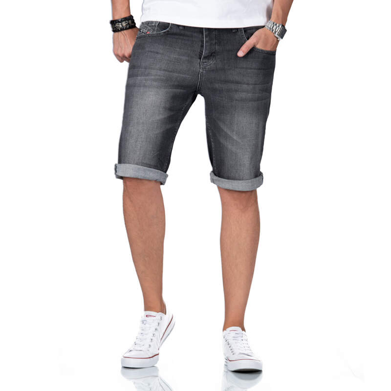 Alessandro Salvarini Herren Jeans Shorts O-381 - Grau-W34