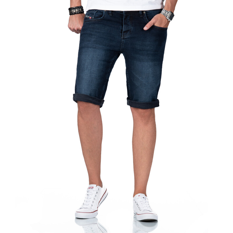 Alessandro Salvarini Herren Jeans Shorts O-382 - Dunkelblau-W33