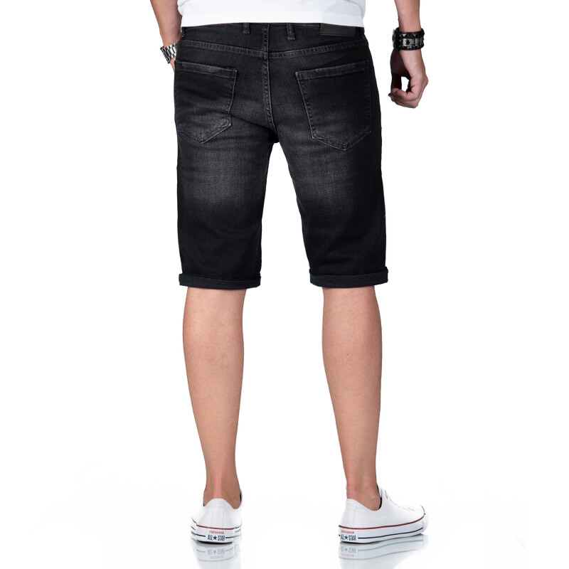 Alessandro Salvarini Herren Jeans Shorts O-383 - Schwarz