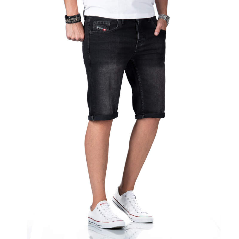 Alessandro Salvarini Herren Jeans Shorts O-383 - Schwarz-W29