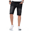 Alessandro Salvarini Herren Jeans Shorts O-383 - Schwarz-W30