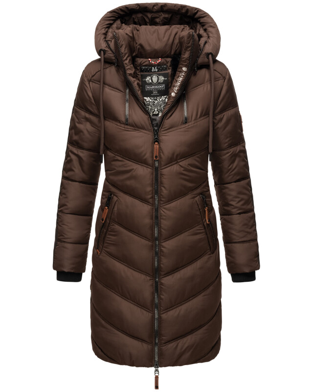 Marikoo Armasa Damen Winter Steppjacke Stepp Parka Winterjacke B842 Dunkel Schoko Größe XS - Gr. XS
