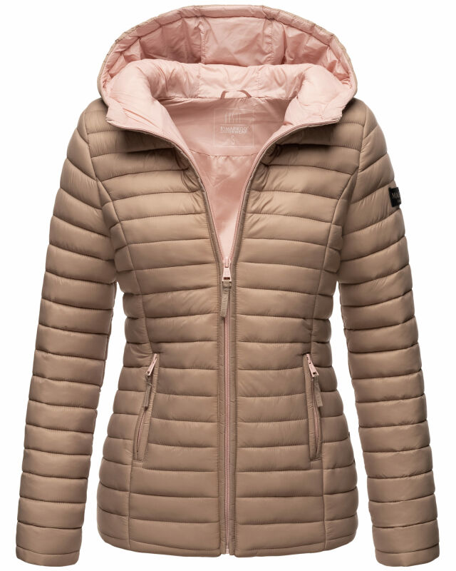Steppjacke mit Kapuze gesteppt Übergangsjacke B857 Taupe Größe XL - Gr. 42