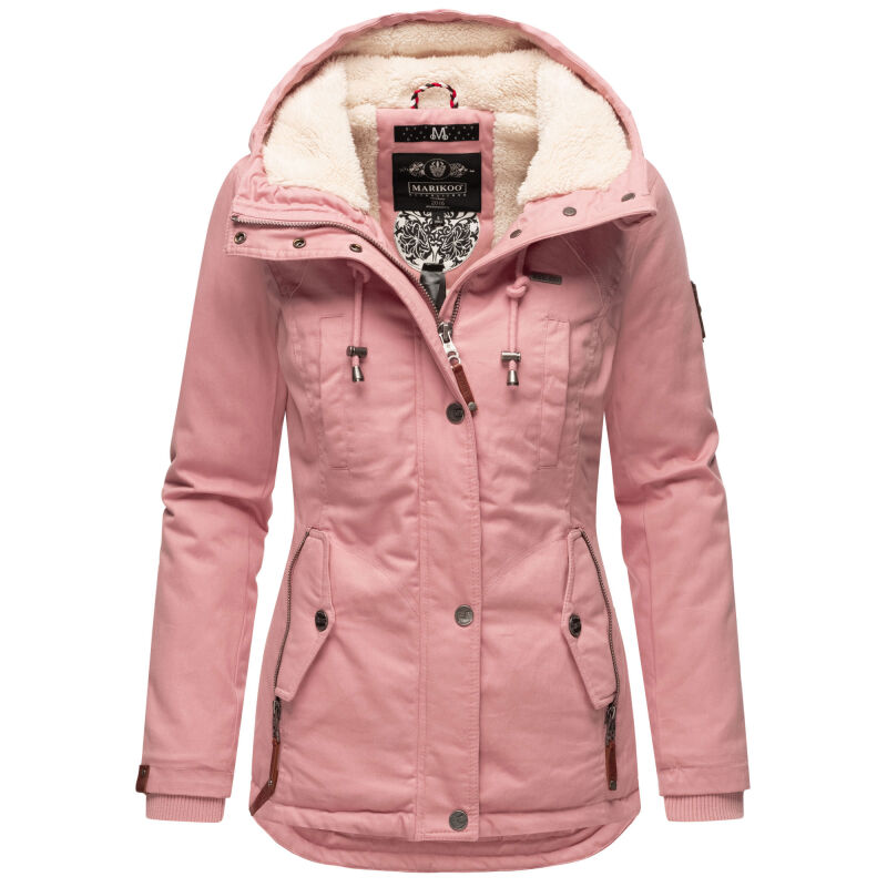 Marikoo Bikoo Damen Teddyfell gefüttert Winterjacke B802 Powder Rose Größe XS - Gr. 34