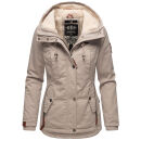 Marikoo Bikoo Damen Teddyfell gefüttert Winterjacke B802 Hellgrau Größe M - Gr. 38