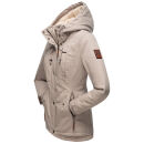 Marikoo Bikoo Damen Teddyfell gefüttert Winterjacke B802 Hellgrau Größe M - Gr. 38