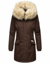Navahoo Cristal Damen Winterjacke Parka mit Kunstfell B669 D-Schoko Gr.S