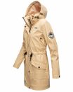 Navahoo Deike Damen lange Regenjacke mit Teddyfell und Kapuze B678 Beige Größe XS - Gr. 34