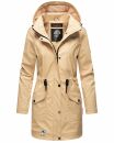 Navahoo Deike Damen lange Regenjacke mit Teddyfell und Kapuze B678 Beige Größe M - Gr. 38