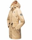 Navahoo Deike Damen lange Regenjacke mit Teddyfell und Kapuze B678 Beige Größe M - Gr. 38
