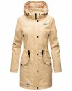 Navahoo Deike Damen lange Regenjacke mit Teddyfell und Kapuze B678 Beige Größe L - Gr. 40