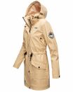 Navahoo Deike Damen lange Regenjacke mit Teddyfell und Kapuze B678 Beige Größe L - Gr. 40