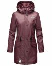Navahoo Deike Damen lange Regenjacke mit Teddyfell und Kapuze B678 Wine Größe M - Gr. 38