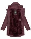 Navahoo Deike Damen lange Regenjacke mit Teddyfell und Kapuze B678 Wine Größe M - Gr. 38