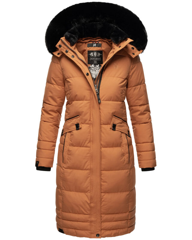 Navahoo Fahmiyaa Damen lange Winterjacke Mantel gesteppt B850 Cinnamon Größe M - Gr. 38