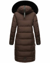 Navahoo Fahmiyaa Damen lange Winterjacke Mantel gesteppt B850 Dunkel Schoko Größe L - Gr. 40