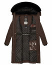 Navahoo Fahmiyaa Damen lange Winterjacke Mantel gesteppt B850 Dunkel Schoko Größe L - Gr. 40