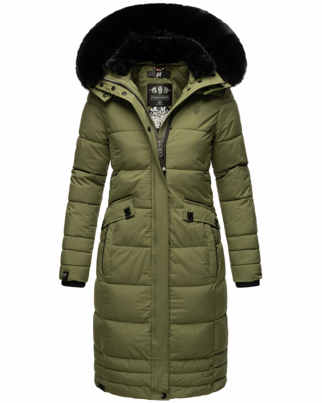 Navahoo Fahmiyaa Damen lange Winterjacke Mantel gesteppt B850 Dusty Olive Größe XL - Gr. 42