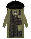Navahoo Fahmiyaa Damen lange Winterjacke Mantel gesteppt B850 Dusty Olive Größe XL - Gr. 42