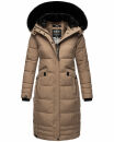 Navahoo Fahmiyaa Damen lange Winterjacke Mantel gesteppt B850 Taupe Grau Größe M - Gr. 38