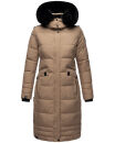 Navahoo Fahmiyaa Damen lange Winterjacke Mantel gesteppt B850 Taupe Grau Größe M - Gr. 38