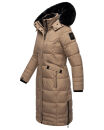 Navahoo Fahmiyaa Damen lange Winterjacke Mantel gesteppt B850 Taupe Grau Größe M - Gr. 38