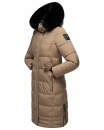 Navahoo Fahmiyaa Damen lange Winterjacke Mantel gesteppt B850 Taupe Grau Größe M - Gr. 38