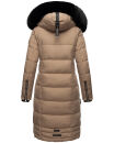 Navahoo Fahmiyaa Damen lange Winterjacke Mantel gesteppt B850 Taupe Grau Größe M - Gr. 38