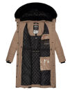 Navahoo Fahmiyaa Damen lange Winterjacke Mantel gesteppt B850 Taupe Grau Größe M - Gr. 38