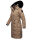 Navahoo Fahmiyaa Damen lange Winterjacke Mantel gesteppt B850 Taupe Grau Größe M - Gr. 38