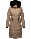 Navahoo Fahmiyaa Damen lange Winterjacke Mantel gesteppt B850 Taupe Grau Größe XL - Gr. 42