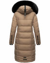 Navahoo Fahmiyaa Damen lange Winterjacke Mantel gesteppt B850 Taupe Grau Größe XL - Gr. 42