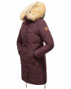 Navahoo Halina Damen Winter Steppmantel mit Kunstfell B803 Wine Größe S - Gr. 36