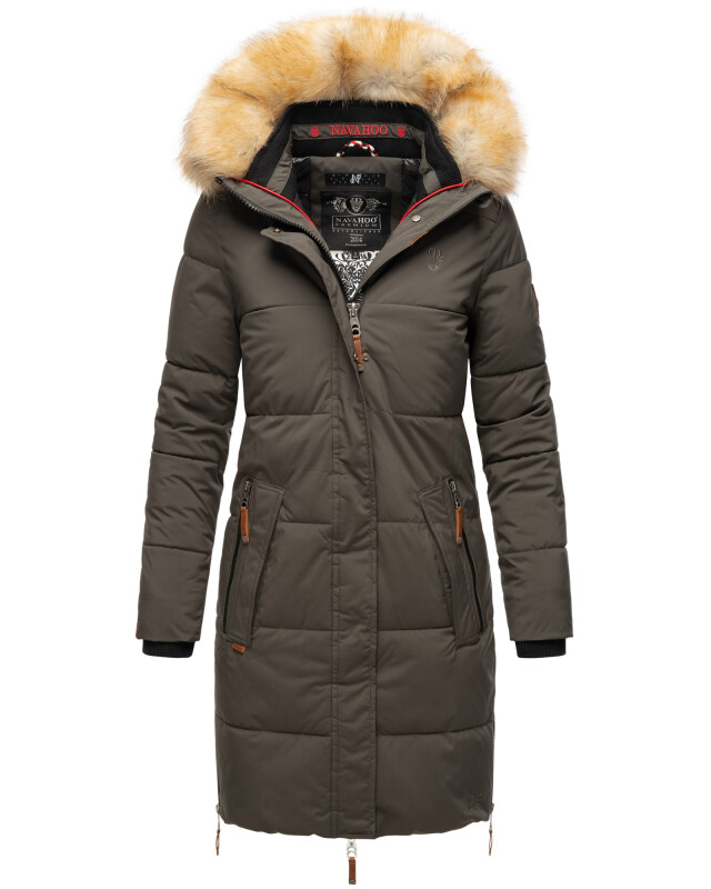 Navahoo Halina Damen Winter Steppmantel mit Kunstfell B803 Anthrazit Größe S - Gr. 36
