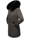 Marikoo Damen Winter Jacke Parka warm gefüttert B362 Anthrazit - Schwarzes Fell Größe M - Gr. 38